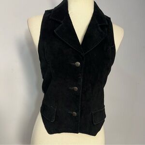 Wilson’s Black Leather Suede Womens Vest Cowgirl Country Western Adjustable